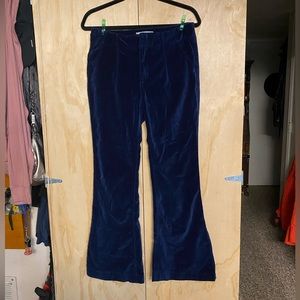 Free People Oxanna Jewel Royal Blue Velvet Flared Pants Size 29